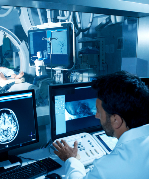 Digital Subtraction Angiography (DSA) for neurointervention at Kalyani Hospital Gurgaon.